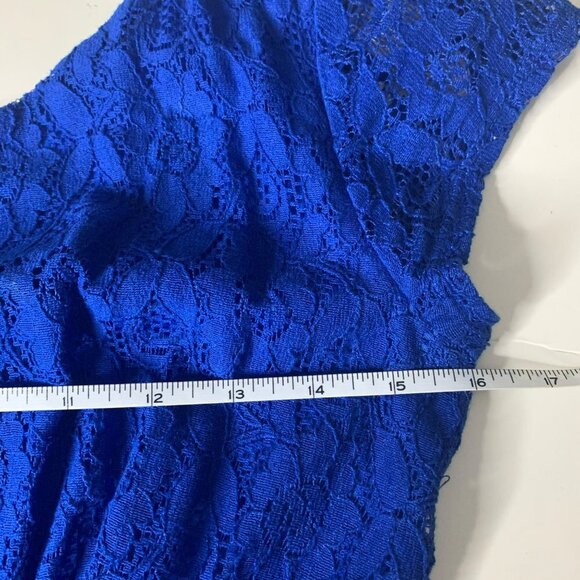 B. Darlin Blue Lace Short Sleeve Elastic Waist Mini Dress - Picture 6 of 9